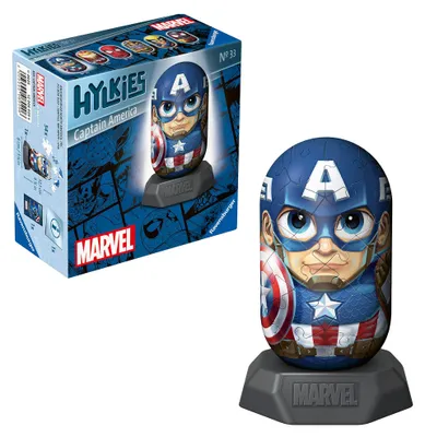 Produktbild von Ravensburger Hylkies: Die Neue Sammelfigurenreihe zum selbst zusammenbauen. Figur #33 Marvel Captain America - Für alle Marvel Fans - Aufbauen, Verlie