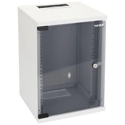 10 Zoll Serverschrank mit 9 Höheneinheiten von HMF mit 300 mm Tiefe in Lichtgrau