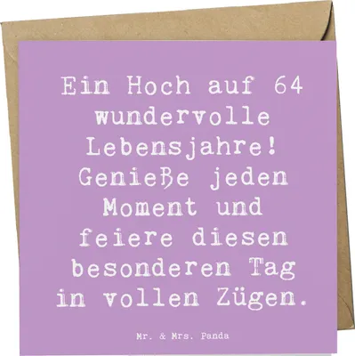 Produktbild von Mr. & Mrs. Panda Grußkarte Spruch 64. Geburtstag Feier - Lavendeltraum - Geschenk, faltkarte, Geburtstagsfreude, besonderen Tag feiern, anlasskarte, Happy Birthday, Alter