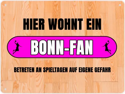 Produktbild von Hier wohnt ein Bonn-Fan Metallschild XL in 21x28 cm mit Turnhallenboden Motiv