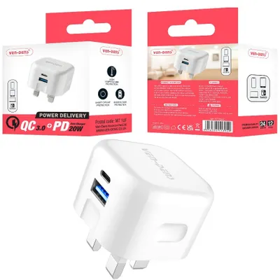 Image de Adaptateur secteur rapide Dual QC 3.0 PD 20W - Blanc KP34853