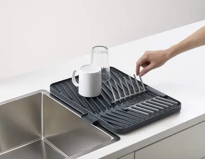 Immagine prodotto di Griglia di scarico in plastica con vaschetta di raccolta, grigia, pieghevole
