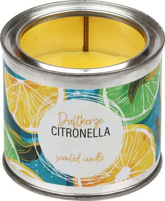 Produktbild von Citronella Kerze in der Metalldose "Lemon & Lime" Gelb 67/72 mm