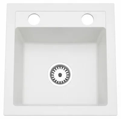 Produktbild von Faizee Home | Compact Granitspüle Weiß 41 x 44 cm – Einbauspüle aus Granit für moderne Küchen | 170 mm Tiefe | Spülbecken für Unterschrank