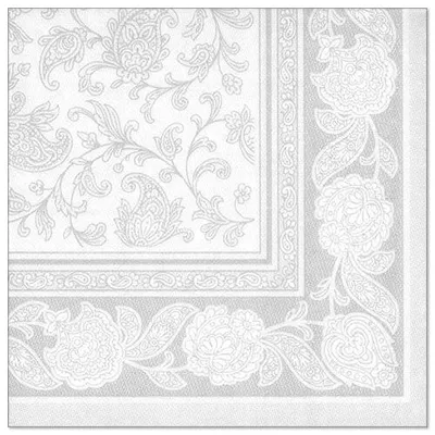 Produktbild von 250 Papstar Servietten ROYAL Collection 1/4-Falz 40 cm x 40 cm weiss Ornaments 11682