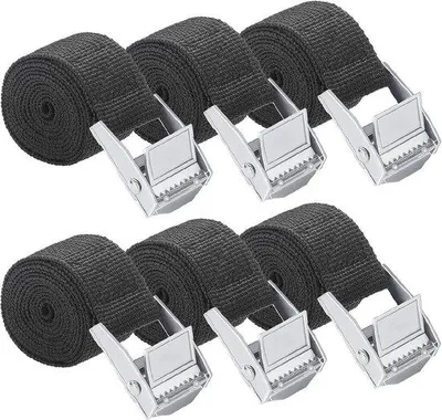 Productafbeelding van Ratelriemen 6 stuks, 25 mm x 0,5 m, verstelbare spanbanden voor motorfiets, aanhanger, auto en fiets