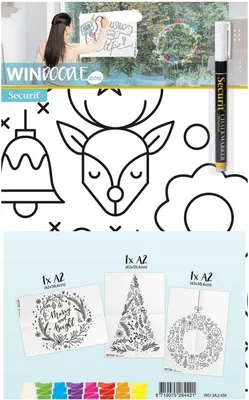 Produktbild von Securit Fensterschablonen-Set "WINDOODLE" Weihnachts-Motive