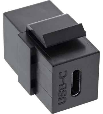 Produktbild von InLine USB 3.1 Keystone Snap-In Einsatz, USB-C Buchse / Buchse, schwarz, Schwarz, USB 3.1 (Gen.2) C female, USB 3.1 (Gen.2), Weiblich, Weiblich, Kunststoff