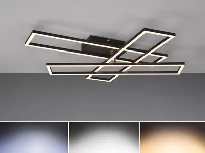Produktbild von LED Deckenleuchte mit Fernbedienung Tageslichtlampe Decke Schwarz, Breite 66cm