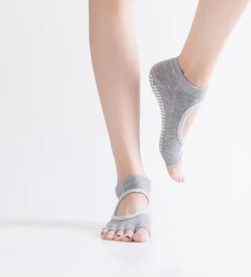 Produktbild von CHPN – Yogasocken – Sportsocken – Yoga – rutschfest – graue Socken – elastische Socken – Socken – Yogasocken – Zehensocken – Tanzsocken – 36–40