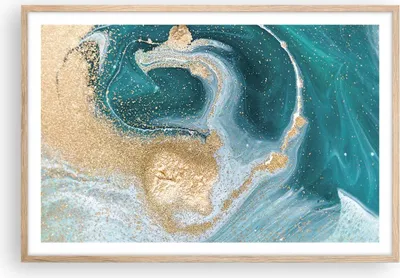 Produktbild von Gerahmtes Poster - Rahmen in heller Eiche - Golden Türkis Hintergrund - 91,5x61 cm - Wand Bild - Wanddeko - Wandbilder - Kunstposter - Wandposter - Bilderrahmen - Bilder - Kunstdruck - P2NAA91x61-4969