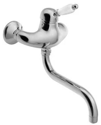 Produktbild von KIRKÉ WHITE Wandarmatur, weisser Hebel, chrom