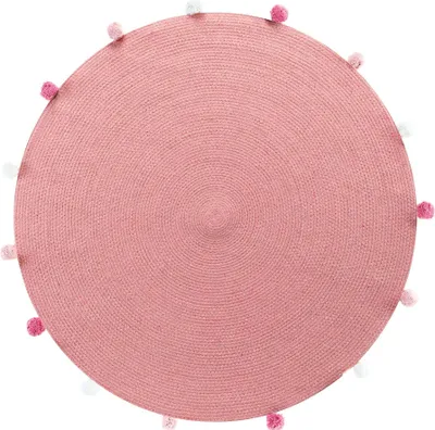 Produktbild von Kinderteppich mit Pompons POMPOMPARTY, rund, Ø 90 cm