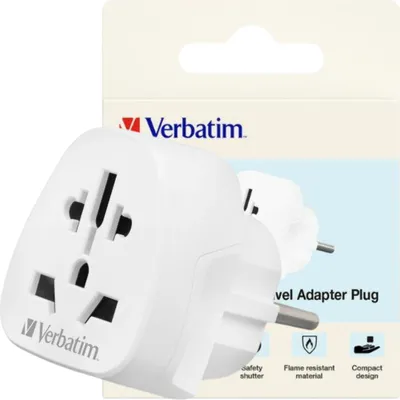 Zdjęcie produktu dla Verbatim WTEU-02, Typu F, Uniwersalne, Prosty, Prosty, Typ A, Typu B, Typ C (wtyczka eur), Typ G (UK), Typ I (AU), Type J (CH), Typ L (IT), Typu N (BR), Typ E (FR), Typu F