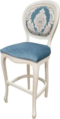 Luxus Barock Barstuhl Blau Weiß