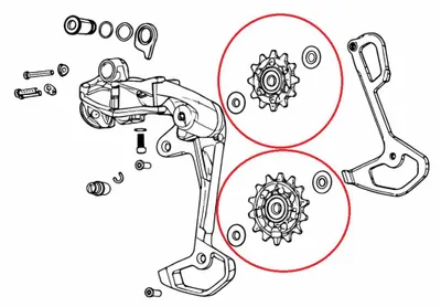 Image de Jeu de galets SRAM XX Downhill T-Type - Galets de dérailleur arrière