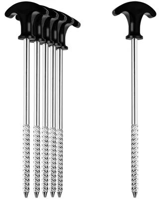 Image de 6 piquets de tente robustes pour sols durs, en acier inoxydable, 21 cm