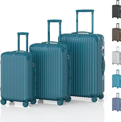 Image de Voyagoux® - Ensemble de voyage - Valises - 3 pièces - Valise de voyage à roulettes - Bleu clair - Serrure TSA