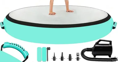 Obrázek produktu pro Nafukovací gymnastický blok 100 x 100 x 20 cm – Nafukovací podložka pro gymnastiku s elektrickou pumpou, vhodná pro cvičení, fitness a jógu