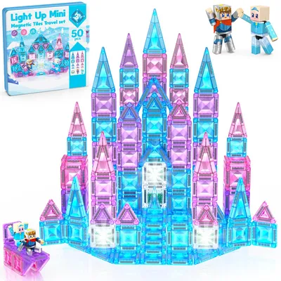Image de Blocs magnétiques, 50 pièces, 2 figurines, jouet éducatif, pour enfants à partir de 3 ans