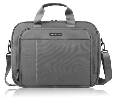 Produktbild von Laptop-Tasche grau Uni Stoff leichte Schulter Handtasche Paolo Peruzzi AS-02-DGR