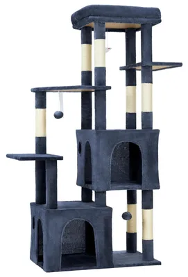 Image de Arbre à chat, design spacieux, construction robuste, bleu