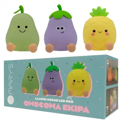 Zdjęcie produktu dla Lampa stołowa LED owocowa ekipa zestaw nocne żółta 3W RGBW tworzywo sztuczne wym:11,2x6,9x10,2cm IP20 Mary's