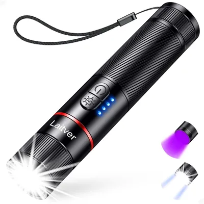 Zdjęcie produktu dla Latarka UV LED, ładowalna, z 6 trybami i funkcją zoomu