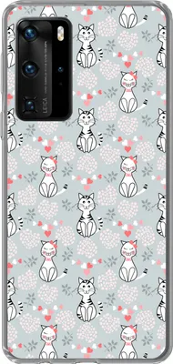 Produktbild von MuchoWow® Handyhülle Schutzhülle Hülle für Telefoonhoesje Huawei P40 Pro Muster - Katze - Herz - Mädchen - Kinder - Mädchen Silikon Softcase Handy Hülle - Schutz