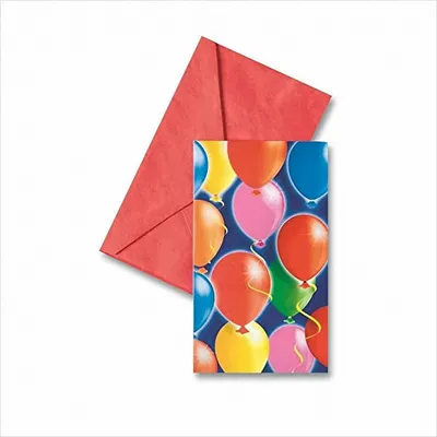 Produktbild von Mehrfarbige Ballons Einladungskarten mit Umschlag