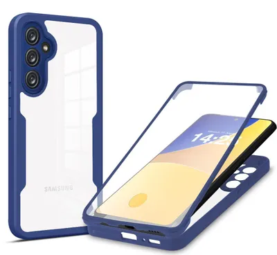 Produktbild von 360 Grad Rundum Schutz Handyhülle für Samsung Galaxy A55 5G Full Cover Vollschutz Case Farbe: Blau
