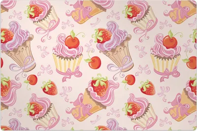 Produktbild von Küchenmatte 150x225 cm Vinylmatte Bodenmatte Dekoration - Muffins Erdbeere und Kirsche