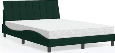 Produktbild von vidaXL Bett mit Matratze "Hanko" Dunkelgrün 140x190 cm Samt