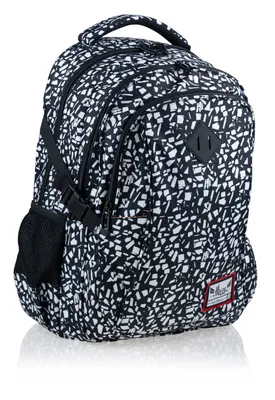 Image de ASTRA HASH BLACK TERRAZZO Sac à dos pour l'école GEOMETRIQUE Tacheté léger confortable noir blanc enfants adolescents