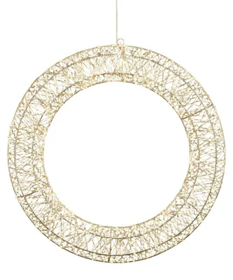Obrázok produktu pre Luca Lighting LED veniec striebornej farby, s teplým bielym svetlom - vianočná dekorácia s 1440 LED diódami - veniec na dvere, stenu alebo okno - vianočný veniec z oceľového drôtu s adaptérom a časovačom - priemer 50 cm - strieborný