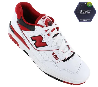 A studio shot of a New Balance 550 sneaker.