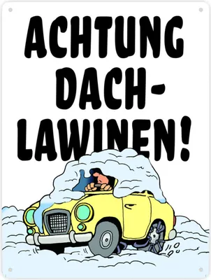 Produktbild von Dachlawine Metallschild XXL in 28x38 cm in Weiß-Schwarz zum Thema Dachlawinen