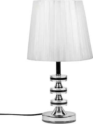 Produktbild von Tischlampe Glasringe mit Stoffschirm weiß silber H. 41cm aus Metall Formano WA