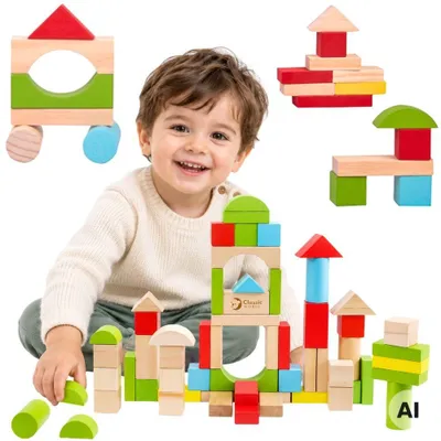 Imagen del producto de Bloques De Madera Classic World Para Niños 50 Uds.