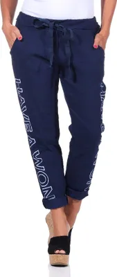 Produktbild von 349 Mississhop Damen Hose Freizeithose Stoffhose Boyfriend Sweatpants 36 38 40 42 Dunkelblau