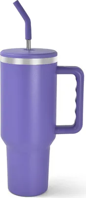 Produktbild von 40oz 1200ml Thermobecher mit Griff und Stroh, 304 Doppelwandiger Vakuum Edelstahl Tragbare Autobecher Reiseflasche, Kaffeebecher to go, Hält Getränke über Stunden heiß oder kalt