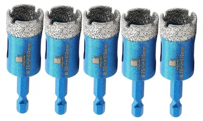 Immagine prodotto di Set di 5 punte da trapano diamantate da 20 mm con gambo esagonale, per piastrelle, Vetroceramica, granito e marmo