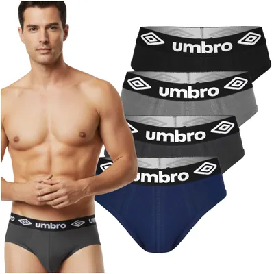 Immagine prodotto di Umbro Slip da uomo in cotone, neri, confezione da 4 pezzi