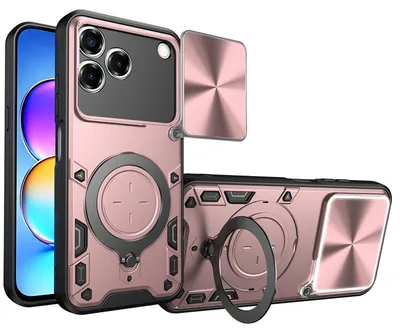 Produktbild von Outdoor Panzer Hülle für ZTE Blade V80 Vita Handyhülle mit Slide Kameraschutz Ringhalter Bumper in Rosegold