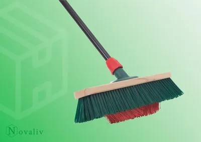 Produktbild von Novaliv 2x Besen mit V-Beborstung 40 cm Elaston grün/rot | Besen mit Teleskopstiel | Straßenbesen Kehrbesen Gartenbesen Industriebesen Hofbesen Allzweckbesen Großraumbesen Garden Broom Strassenbesen