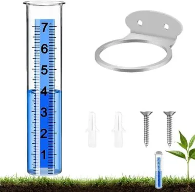 Produktbild von Außen-Regenmesser für den Garten | Leicht ablesbarer transparenter Niederschlagsmesser | Ideal zur Regenmessung auf Rasenflächen, Terrassen und im Garten