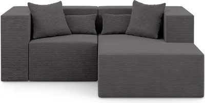 Produktbild von 3-Sitzer Ecksofa NOVA S - 208x180x76cm, Otomane, Rechts, L-form, DunkelGrau