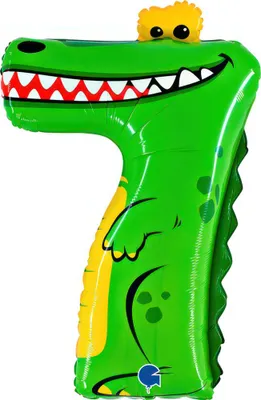 Produktbild von Riesenzahl Folienballon Animaloon 40"/102cm | #7 Krokodil