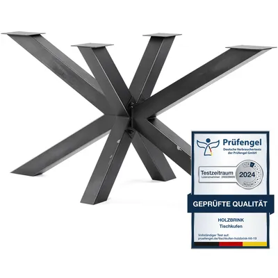 Produktbild von HOLZBRINK Tischbeine aus Metall, Tischgestell für Beistelltisch Couchtisch Gartentisch, 150x70x72 cm (LxBxH), Rohstahl mit Klarlack, 1 Stück