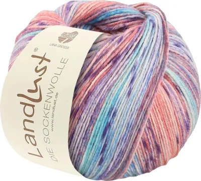 Produktbild von Lana Grossa Landlust DIE SOCKENWOLLE 150 g 6-fach Sockenwolle von Lana Grossa und Landlust 390 m Farbe 941 - Hell-/Himmelblau/Lachs/Violett/Zartrosa/Türkis/Grau Meliert